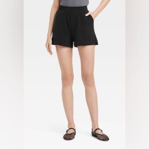 Women's High-Rise Sandwash Pull-On Shorts - A New Day Black XS